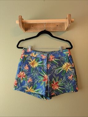 CeCe Blue Multi-color Dressy Floral Tropical Jacquard SHORTS Women's Sz 6